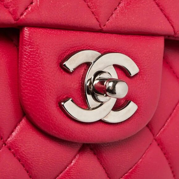 Chanel Pink Quilted Lambskin Leather Classic Medium Double Flap Bag - Picture 6 of 12